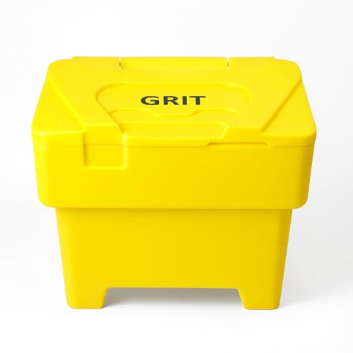 115L Yellow Grit Salt Bin Stackable Heavy Duty Outdoor Rock Salt/Sand Containers 80x48x61CM