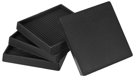 M METERXITY 4-Pack Furniture Coasters Cups, 4 Square Rubber Anti Slide Floor Protector Pads for Sofa Chair/Piano Stopper, Furniture Caster Leg Non Slip Feet Cups [Black]