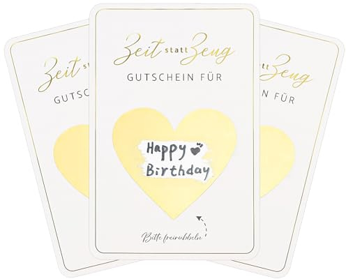 3 Stück Zeit anstatt Zeug Rubbelkarte zum selber beschriften mit Umschlägen | Gutscheine zum selber ausfüllen, Gutschein Karte gemeinsame Zeit schenken zum Geburtstag - Geschenke für Frauen