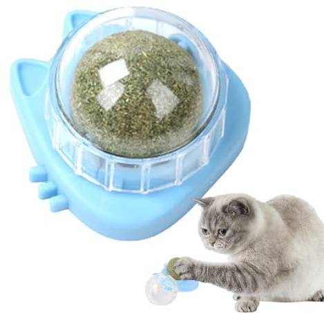 Interaktives Katzenspielzeug mit rotierendem Ball aus Katzenminze | Kauspielzeug zum Zahnen und Reinigen mit drehbarem Design | Lustiges und attraktives Katzenspielzeug | Zahnpflegeball