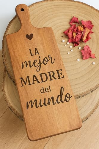 Tabla de Cocina Personalizada 12 x 38 cm, Regalo Día del Padre Personalizado, Día de la Madre, Tabla de Cortar de Madera Grabada con Mensaje Bonito