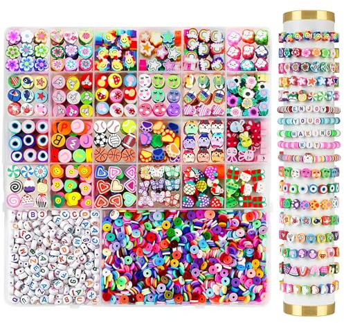 2 300 st pärlor för armband, pärlor för att trä upp, armband gör själv, gör-det-själv-konsthantverk, födelsedagspresenter för barn flickor ålder 6–12