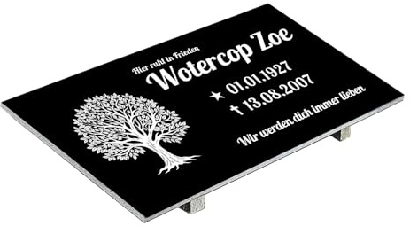 Grabplatte mit Inschrift aus Granit, personalisierbar Gedenktafel für Urnengrab, Grabstein für 1-2 Pers., Urnengrabstein N36 (30x60cm mit Stützen)