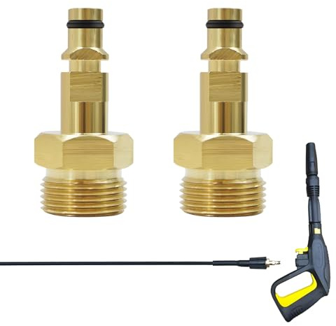 GCNWW 2Pack M22 Hose Connector, Quick Connect Pressure Washer Hose Fittings, Brass 1/4 Male Fitting, Pressure Washer Adapter Compatible with Karcher Series Nozzle Guns Hoses Pumps & More