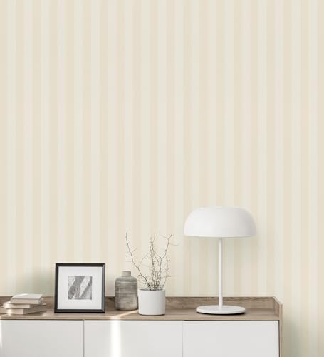 GAULAN 683472 Papier peint à fines rayures estompées jaune clair pour mur pièce salon chambre couloir enfantine salle à mange tête de lit hall - Rouleaux de 10 m x 0,53 m