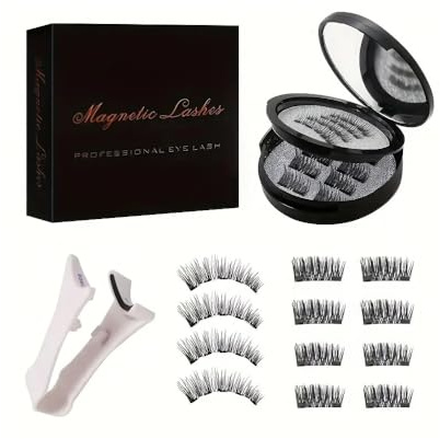 XFSRG Kit Ciglia Extension Finte Magnetiche Naturali Ciglia Magnetiche Riutilizzabili con Applicatore Pennello Facile da Mettere e Togliere Senza Colla