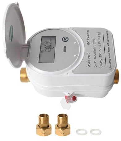 Fangxuee Contatore di Acqua Ad Ultrasuoni Zigbee DN15 con Valvola Display LCD Misuratore di Consumo di Flusso D'Acqua IP68 Impermeabile Display Digitale LCD Misurazione del Consumo di Flusso D'Acqua