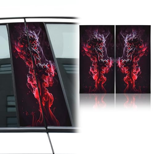 Blueshyhall B Säulen Aufkleber Auto Bunt Rauch Motiv, 2 Stück Mittelsäule Aufkleber Schwarz mit Rauch Wolken Muster Kratzfest Wasserfest, Coole Auto Aufkleber Seiten Car Tuning Sticker (B)