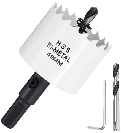 DTGN 1-15/16 Bi-Metal Hole Saw 49mm M42 HSS Hole Cutter for Metal White | Cutting Tool Good for Thick Stainless Steel/Alloy/Aluminium/Brass/Copper