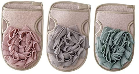BESPORTBLE 3Pcs Double-Sided Bath Gloves Cleaning Bath Gloves 9.04X5.50X0.39In Abundant Bubbles Will Not Scratch Skin Practical for Home Shower Use