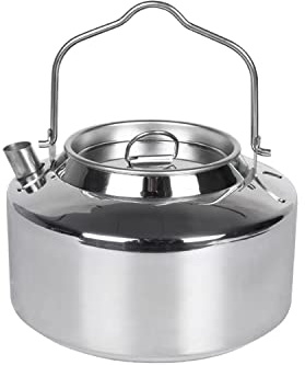ZLWENA 1.2L Camping Pot Stainless Steel Tea Kettle Outdoor Water Boiler | Foldable handle, fits gas & wood fires, Lightweight for hiking, fishing & tent camping