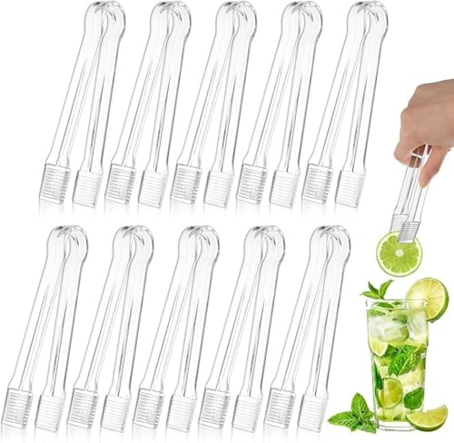 Lot de 10 petites pinces de service jetables en plastique de 16 cm pour nourriture, salade, glace, bonbons, buffet, fête, restauration, apéritifs, faciles à tenir et à nettoyer