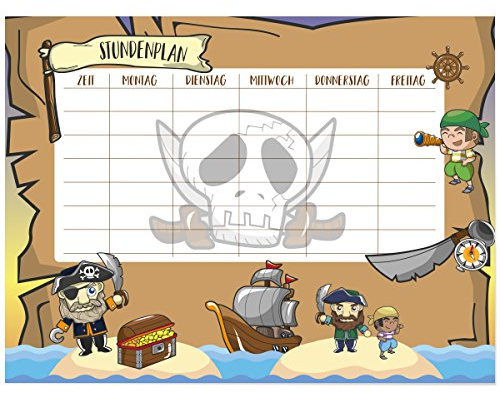Wandkings Stundenplan Piraten - Whiteboardfolie abwischbar - Wähle eine Größe - 40 x 30 cm
