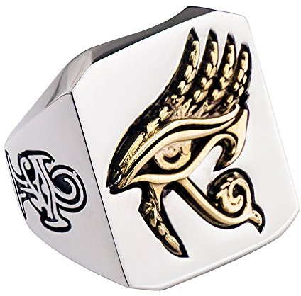 Punk Titan Edelstahl Ägypten Gold Auge des Horus Ring Stahl Hip Hop Ring Ägyptischer Schmuck für Herren Damen Größe 64
