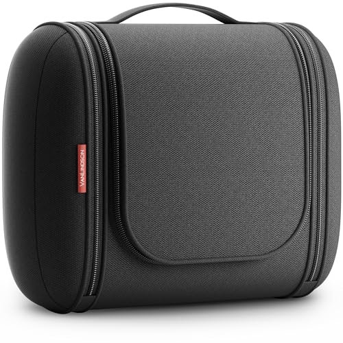 VanLindson Kulturbeutel 8 Liter zum Aufhängen, Kulturtasche für Damen, Herren und Kinder, Große Reise Kosmetiktasche Organizer, Waschtasche mit Spiegel, Makeup Bag Waschbeutel, Schwarz