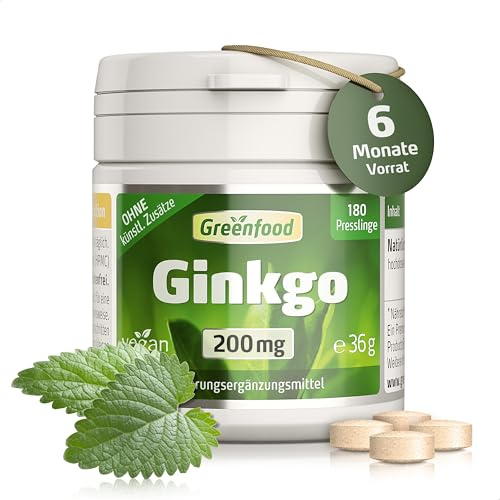 Ginkgo Biloba, 400 mg, hochdosiert, 120 Kapseln - OHNE künstliche Zusätze | Hochwertiger Blattextrakt, Mit Vitamin B5, Unterstützt kognitive Funktion, Gedächtnis, Laborgeprüft, Halal, Vegan
