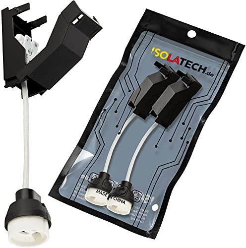 ISOLATECH 2 Douilles GU10 Céramique Avec Boîte De Connexion VDE RoHS | Céramique Anti-Feu, Pour LED Et Halogène Jusqu'À 250V/2A Et 100W, Câble 0,75mm², Connecteur Rapide VDE