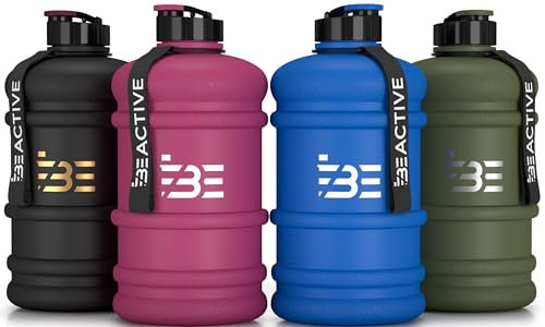 Be-Active XL 2.2 Litre Water Bottle Jug – Strong Leakproof BPA Free, Flip Top Sports Tracker – Large Gym Accessories for Hydration for Adults (Black)