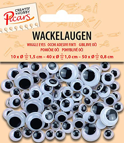 Wackelaugen, Kulleraugen, schwarz-weiß, rund verschiedene Größen 100 Stück