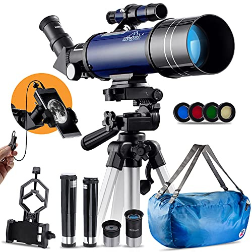 Telescopio Astronomico,201X 70mm 400 mm AZ Treppiede Regolabile,Oculare(K25&K6),ClipDello Smartphone,Specchio Di Ingrandimento(3&1.5volte),Zaino Portatile,Filtro Lunare
