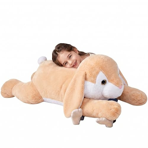 IKASA Giant Rabbit Stuffed Animal Plush Toys - Bunny Soft Toy Large Cute Huge Big Size Jumbo Kawaii Fluffy Plushy Fat Oversized Plushie - Gifts for Kids Girls (78cm, Light Brown)
