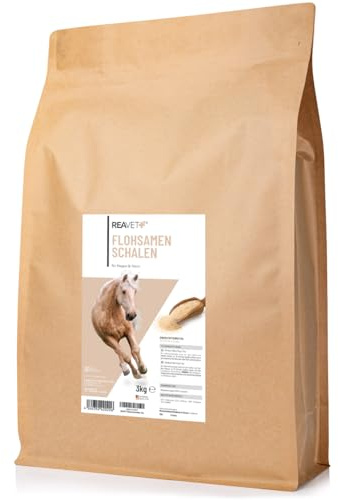 ReaVET Flohsamenschalen für Pferd & Hund 3kg - Naturrein in Premium Qualität, Ballaststoffreich, Glutenfrei I Flohsamen für Pferde, Hunde in Premiumqualität, Ohne Zusätze