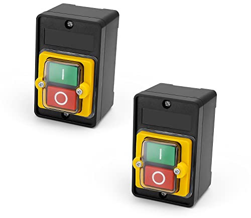 Interruptor de Botón, MYLERCT 2 piezas Interruptor a Prueba de Agua, AC 220V/380V 10A Interruptor de Seguridad, para Equipos Mecánicos, Maquinaria Textil, Máquinas Herramientas Electrónicas