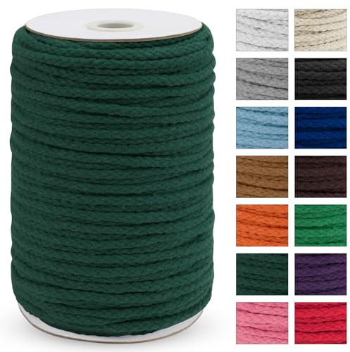 Uiopa Makramee Garn 5mm x 90m, Baumwollkordel Baumwollseil Natürlicher Baumwollschnur, Makramee Garn Geflochten für Pflanzenaufhänger, Wandbehang, Traumfänger, Garten, DIY-Projekte