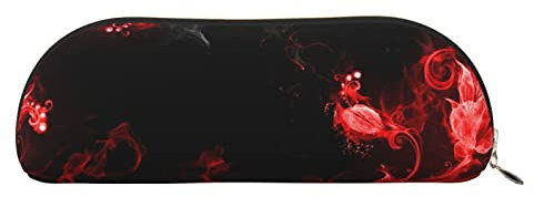 OPSREY Blue Ridge Parkway Mountains Bedrucktes Leder Stifteetui Tragbare Schreibwarentasche Halbrunder Reißverschluss Stifteetui, Rot Schwarz Weiß Abstrakt, Einheitsgröße, Münzbeutel
