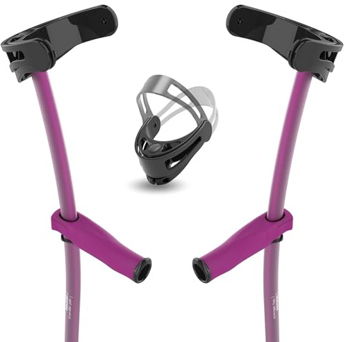 Leicht Krücken Paar aus Aluminium mit Ergonomischen Griff (Violett, L) | Anti-Sehnenentzündung Griff, Leicht, Verstellbar, Klappbare Armschale, Orthopädisch, Ergonomisch, Für Erwachsene | INDESmed