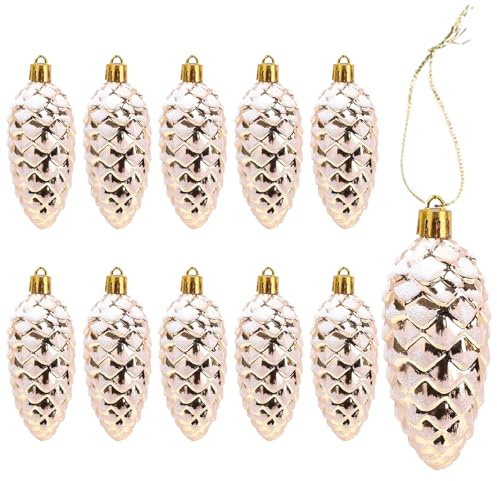 DAHI 12 st glitter julgranar hänge tall träd nålar träd smycken julbollar för träddekoration (champagne A)