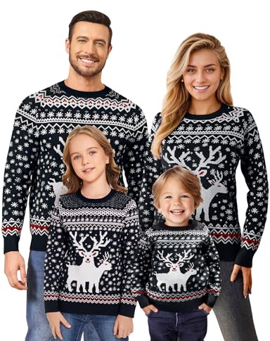 Namatime Suéteres feos de Navidad para Mujeres, Hombres y niños, suéter de Navidad a Juego para la Familia, Divertido suéter de Punto de Navidad, Negro, L