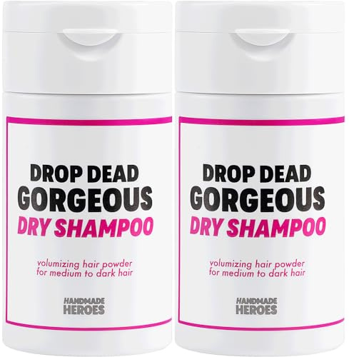 Handmade Heroes Shampoo secco non aerosol, polvere volumizzante, 51 g, 100% naturale e vegano, per capelli scuri e capelli castani (set da 2 pezzi)