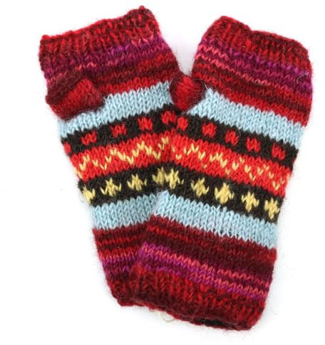 LOUDelephant Handgestrickter Armwärmer aus Wolle, 17 Rot, One size