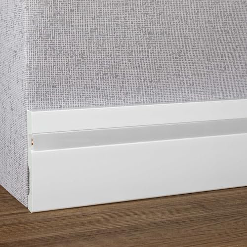PROVISTON Battiscopa luce 15 x 100 x 2000 mm, moderna striscia luminosa rettangolare di alta qualità, colore bianco, impermeabile, robusta e durevole