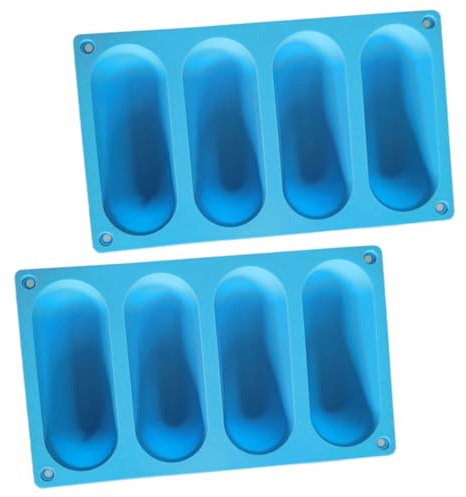 IMIKEYA Lot de 2 Moules en Silicone Bleu pour Pain Long Hot-dog Faits Maison, Résistants la Chaleur et Compatibles Lave-vaisselle, pour Cuisson au Four