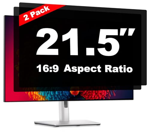 21.5 Inch Computer Privacy Screen Shield 2 Pack for 16:9 Widescreen Desktop | Anti-Glare Blue Light Privacy Filter; Anti Spy Privacy Screen Protector Film
