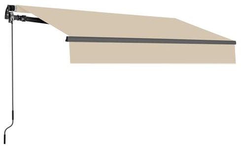 HOMEDEMO Gelenkarmmarkise Markise mit Handkurbel, 250x200cm, Beige, Sonnenmarkise Terrassenmarkise Winkel Einstellung(5-60°), Balkon Markisen mit Wasserdichter Beschichtung inkl. Wandhalterung