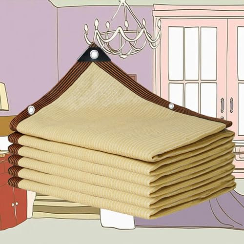 Telo Ombreggiante con Occhielli Tenda Ombreggiante Esterno Rete Oscurante Tessuto Ombreggiante Traforato Tenda A Vela Protezione UV 95% per Giardino Esterno Terrazza Tetto,beige-4x4m