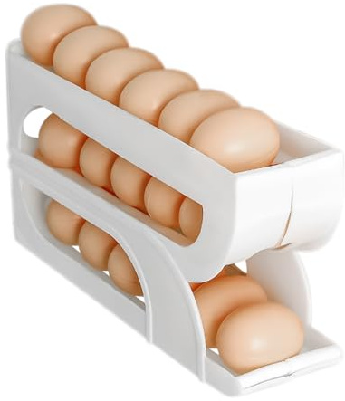 Ruwshuuk Dispenser automatico per uova | Portauova automatico a 3 livelli | Contenitore organizer per uova, porta uova, salvaspazio da cucina per armadio frigorifero