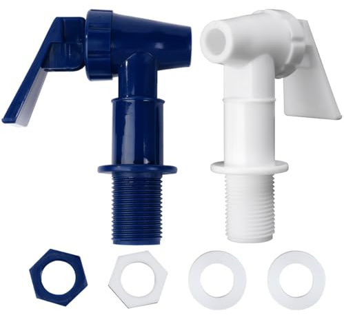 ANCLLO 4 Piezas de Reemplazo de Grifo Dispensador de Agua Universal, Grifos Dispensadores de Plástico Tipo Empuje para Agua Fría Caliente, Cerveza, Vino, Jugo, Botella, Cubo, Azul y Blanco