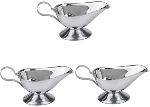 BCOATH 3pcs Gravy Boat Stainless Steel Sauce Pourer Sauce Container for Kitchen