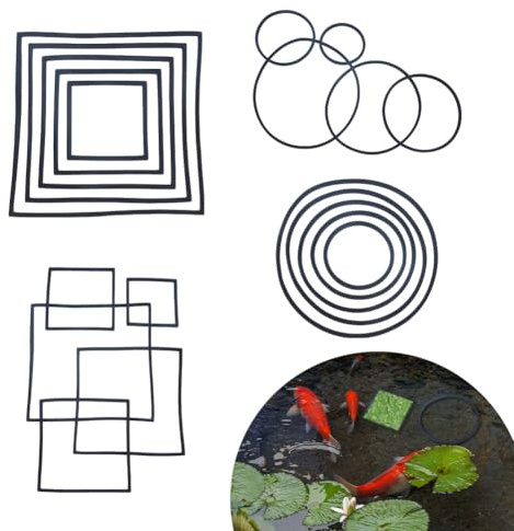SUPERFINDINGS 10Pcs 2 Styles Aquarium Floating Plant Rings Round Square Fish Tank Plant Ring Black Fish Feeding Ring Floating for Bettas Goldfish Fish Tank