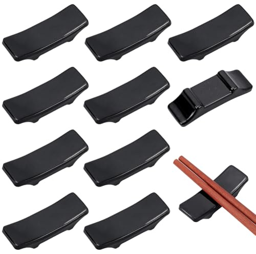 PLIGREAT 10 Stücke Schwarze Essstäbchen Rest Chinesische Keramik Essstäbchen Halter Essstäbchen für Japanisches Sushi Chinesisches Restaurant Kreativer Löffel Gabel Ständer Esszimmer Tisch Dekoration