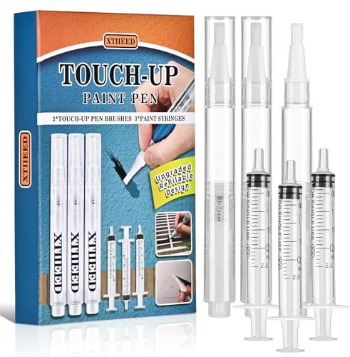 XTIIEED Fillable Touch Up Paint Pen,Refillable Paint Brush for Wood,3 Pack | Store Matching Paint for Walls, Cabinets, Doors, Furniture, Floors and Trim, Fine Brush, Easy to Refill