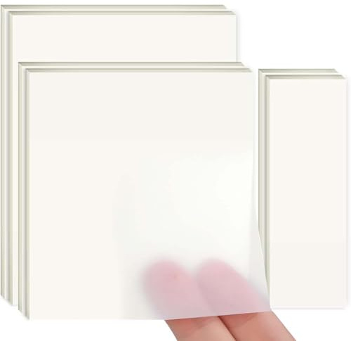 Blätter Haftnotizen,Transparent, 400 Wasserfest Clear Sticky Notes, Wiederbeschreibbar Durchsichtige für Schulsachen, Schule, Büro, Hause - Vier Größen
