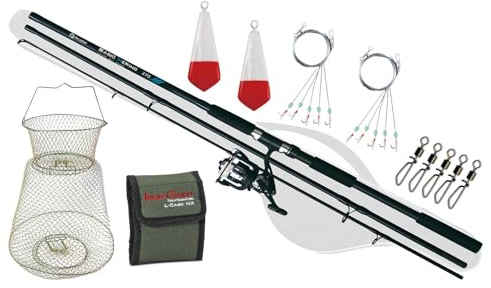 Heringscombo Angelset komplett [2,70m / 20-80g] + Angelrolle bespult + Drahtsetzkescher + Heringssortiment + Vorfachtasche + Transporttasche