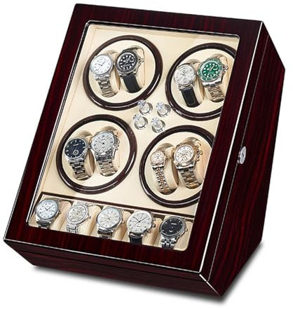 PAHION Automatikuhren Uhrenbeweger 8 Uhren +5 Stauräume Watch Winder Box Uhren Aufbewahrungskoffer Mit Leisem Japanischem Mabuchi-Motor Weiche Und Flexible Uhrenkisse(D)