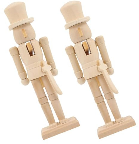 KICHOUSE 2pezzi Figurine Di Nutcracker Legno Grezzo Per Ornamenti Natalizi Non Verniciati Per Decorazione Di Natale e Progetti Creativi