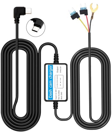 Dash Cam Hardwire Kit, 3.2Meter Type-C Hard Wire Kit Mini Fuse Adapter USB C Port Wiring Dash Cam Charger Power Cord Low Voltage Protection Converts 12V-24V to 5V/2A for 24H Parking Surveillance